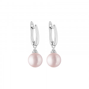 Cercei perle naturale roz pudra de argint cu pietre si tortita DiAmanti SK21367EL_L-G (Argint 925‰ 2,2 g.)